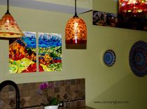 Fused Glass Wall Art - Lake Titicaca  4 small