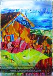 Fused Glass Wall Art - Lake Titicaca  2 small