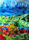 Fused Glass Wall Art - Lake Titicaca  3 small