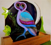 Fused Glass Accent Light - Le Hibou (The Owl) 1 small