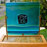 Fused Glass Table Sculpture - I Luna (Up Above) 2 small