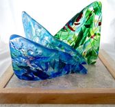 Fused Glass Table Sculpture:  Hoe A  Mau - Gazing At Stars 1 small