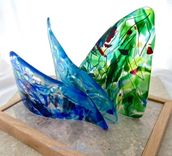 Fused Glass Table Sculpture:  Hoe A  Mau - Gazing At Stars 5 small