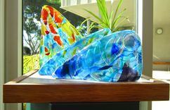 Fused Glass Table Sculpture:  Hoe A Mau - I Know You'll Always Be There 1 small