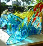 Fused Glass Table Sculpture:  Hoe A Mau - I Know You'll Always Be There 3 small