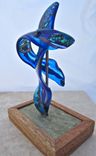 Fused Glass Sculpture - Two Azure Dragons (Quinglong) 2 small
