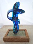 Fused Glass Sculpture - Two Azure Dragons (Quinglong) 3 small