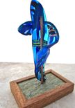 Fused Glass Sculpture - Two Azure Dragons (Quinglong) 5 small