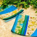 Fused Glass Plates- Sunset Bouquet 5 small