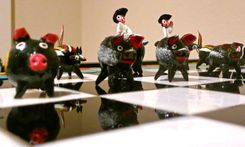 Art Glass Mosaic Chess Board - Mexican Bobbles  6 small
