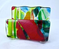 Fused Glass Business Card Holder  2 small