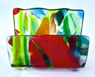 Fused Glass Business Card Holder  3 small
