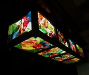 Fused Glass Entryway Light Fixture - Kailua Crotons 1 small