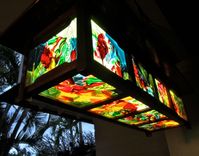 Fused Glass Entryway Light Fixture - Kailua Crotons 3 small