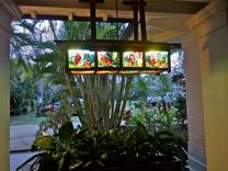 Fused Glass Entryway Light Fixture - Kailua Crotons 5 small