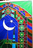 Stained Glass Mosque Window - Star And Crescent 2 small