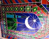 Stained Glass Mosque Window - Star And Crescent 5 small