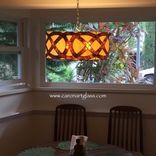 Stained Glass Barrel Pendant Light- Forget Me Knot 1 small