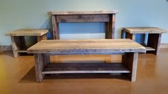 Rustic Reclaimed Barnwood Coffee + End Table Set 1 small