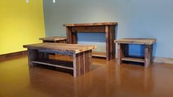Rustic Reclaimed Barnwood Coffee + End Table Set 3 small