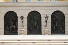 Hand Forged Wrought Iron Front Entry French Doors Steel Scrolls Bronze Handles 1 small