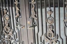 Hand Forged Wrought Iron Front Entry French Doors Steel Scrolls Bronze Handles 5 small