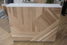 Custom Reception Desk In White Oak And Marble 2 small