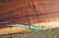 Slab Walnut Dining Table Turquoise Inlaid 4 small