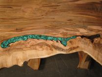 Live Edge Ambrosia Maple Dining Trestle Table 4 small