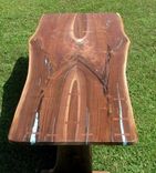 Crotch Walnut Slab Dining Table Turquoise Inlaid 1 small
