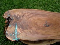 Figured Walnut Crotch Slab Coffee Table With Shelf 3 small