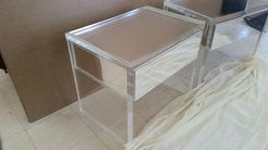 Acrylic End / Side Table - Thick Slab Leg Single Drawer- Hand Crafted, Custom Made 6 small