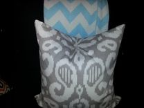 24 X 24 Square Pillow - Grey And Off-White Ikate Design 1 small