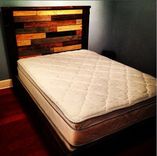 Rustic Platform Bed W/ Multicolor Plank Headboard //Rustic Furniture 1 small