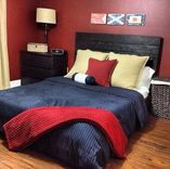 Rustic Platform Bed W/ Modern Basic Headboard 1 small