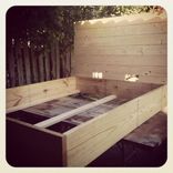 Rustic Platform Bed W/ Modern Basic Headboard 3 small