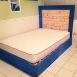 Hand Made Beach Cottage Style Platform Bed/Headboard 2 small