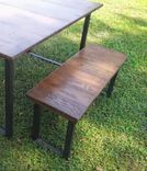 Reclaimed Wood Table And Bench With Steel Legs 3 small