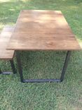 Reclaimed Wood Table And Bench With Steel Legs 4 small