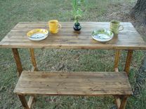 Reclaimed Wood Table And Bench 6 small