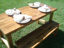 Reclaimed Wood Table And Bench 5 small