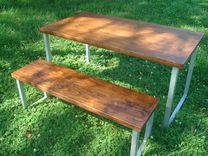 Wide Plank Hardwood Industrial Dining Set 6 small