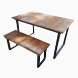 Reclaimed Wood Table And Bench With Steel Legs 1 small