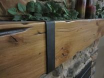 Knotty Alder Beam Mantel With Thick Hand Hammered Straps 1 small