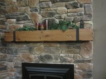 Knotty Alder Beam Mantel With Thick Hand Hammered Straps 2 small