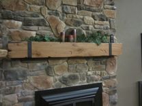 Knotty Alder Beam Mantel With Thick Hand Hammered Straps 3 small