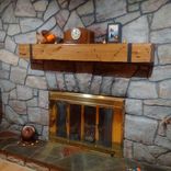 Knotty Alder Beam Mantel With Thick Hand Hammered Straps 5 small