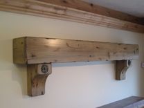 Fireplace Beam Mantel Rustic Distressed Antique Bolts Salvaged Timber Post Style 3 small