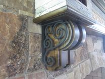 Fireplace Mantel Knotty Alder With Wrought Iron Scrolling And Salvaged Barn Wood 5 small