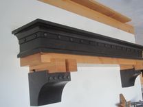 Fireplace Mantel Craftsman Era Two Toned Finish With Exposed Steel Bolts 3 small